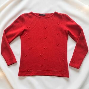 100% Merino Wool Eleonora Delbono Red Crew Neck Sweater Made In Italy  🇮🇹